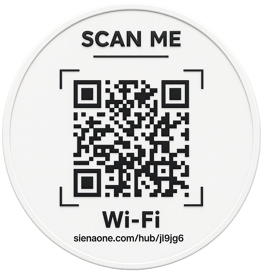 Placa SienaOne premium redonda com QR code